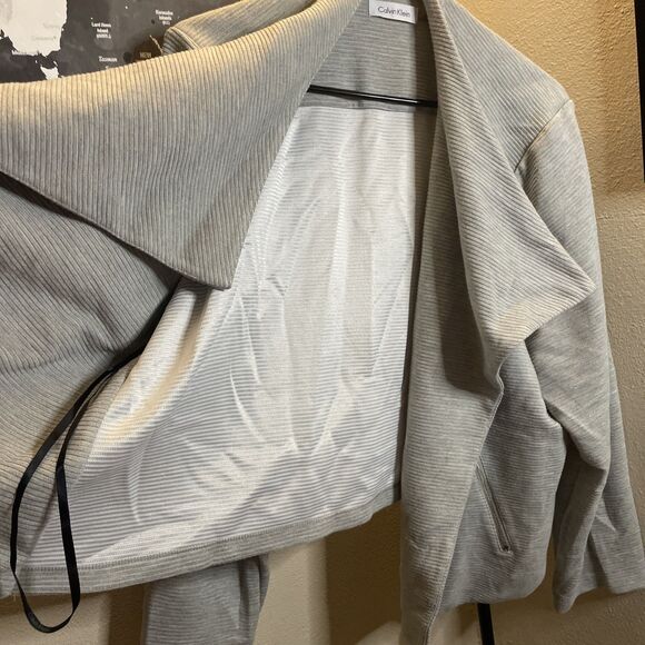 Calvin Klein Textured Knit Jacket Drape Open Front Topper Gray Size Unknown - Picture 5 of 6